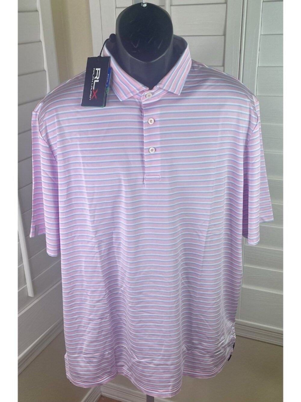 RLX Ralph Lauren Wicking Performance Striped Golf Polo Shirt, Men’s M - NWT $98